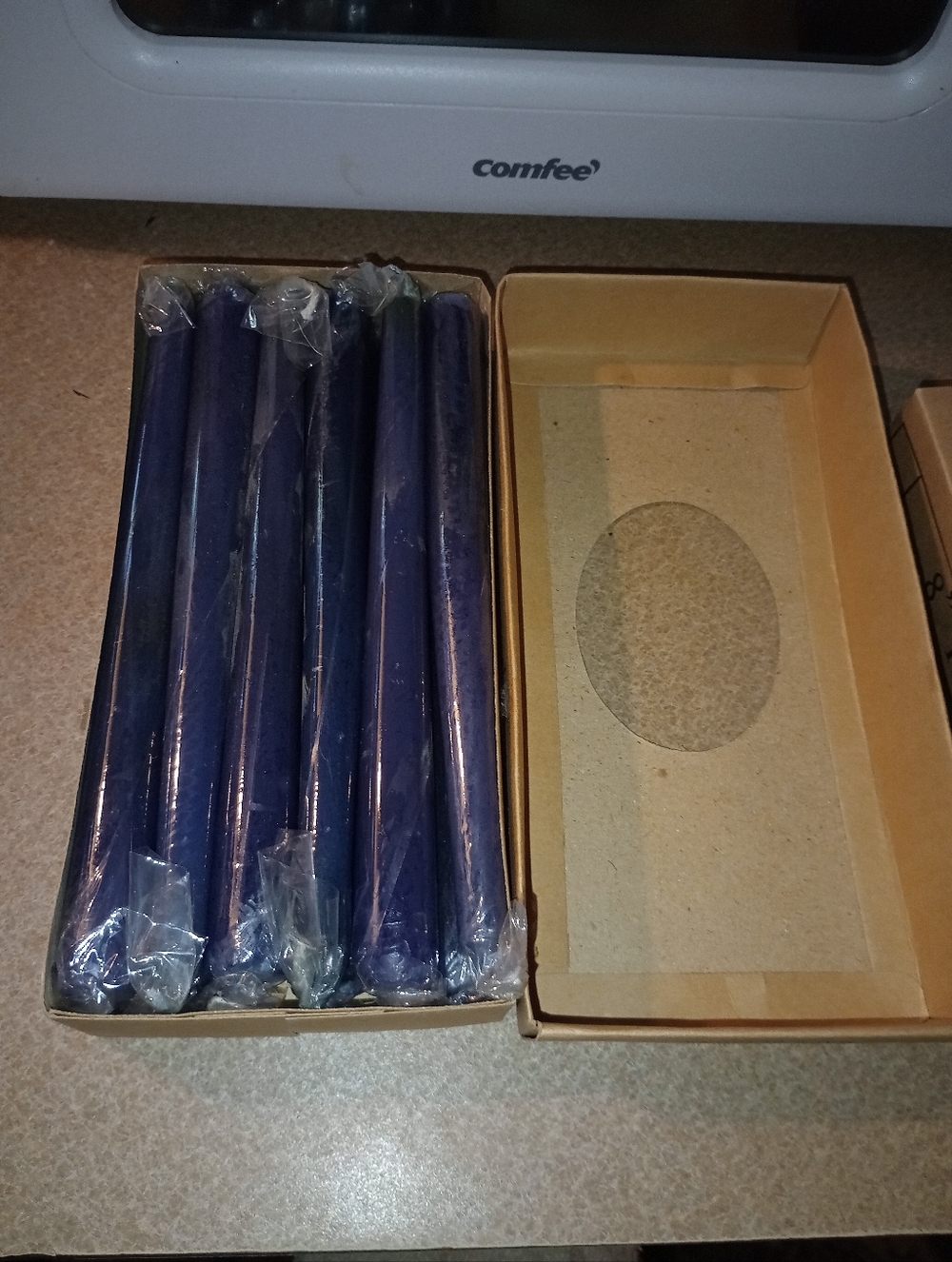 Pack of Navy 8" Taper Candles - Set of 12 (Smokeless & Dripless)